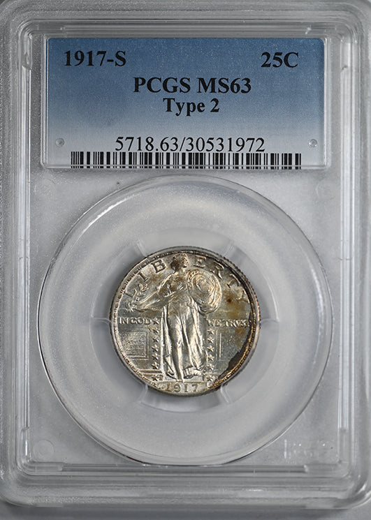 1917-S Type 2 Standing Liberty Quarter 25C PCGS MS63