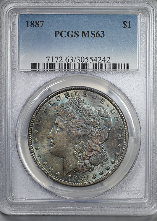 1887 Morgan Dollar $1 PCGS MS63 - DUAL SIDED TONED!