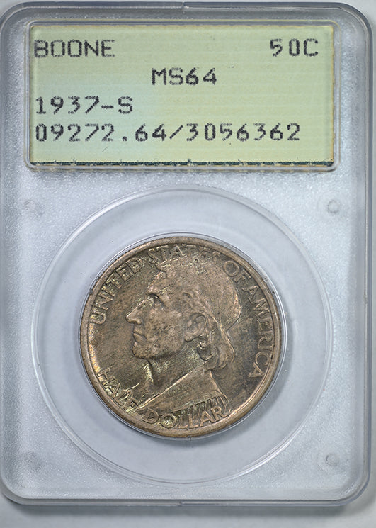 1937-S Boone Classic Commemorative Half Dollar 50C PCGS Rattler MS64