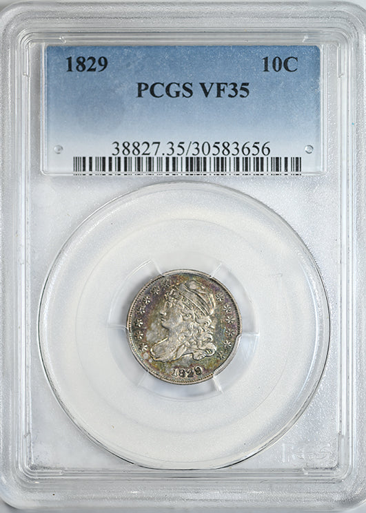 1829 Capped Bust Dime 10C PCGS VF35 - TONED! Obverse Slab