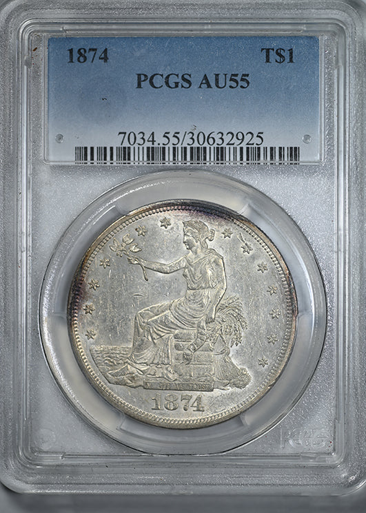 1874 Trade Dollar T$1 PCGS AU55