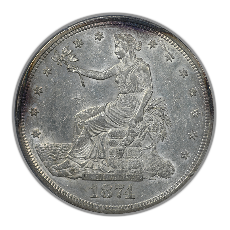 1874 Trade Dollar T$1 PCGS AU55