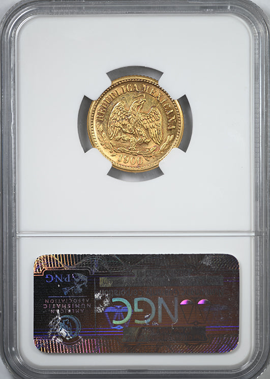 1900 MO Mexico Gold G5P Pesos NGC AU55