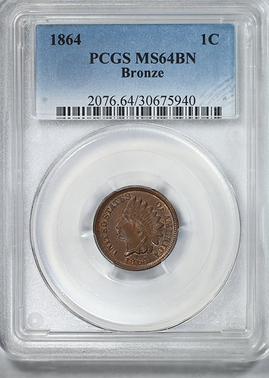 1864 Bronze Indian Head Cent 1C PCGS MS64BN