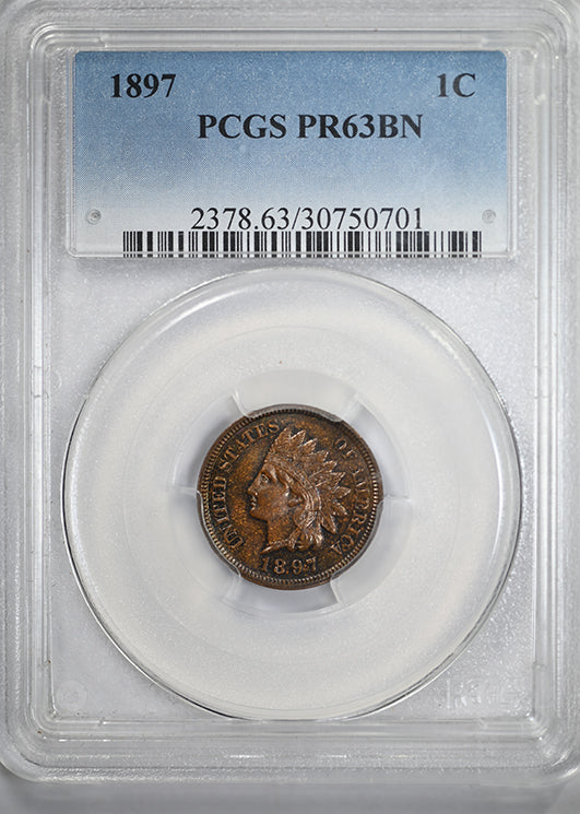 1897 Proof Indian Head Cent 1C PCGS PR63BN