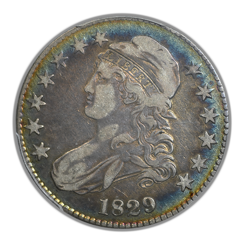 1829 Capped Bust Half Dollar 50C PCGS VF25 - TONED! Obverse