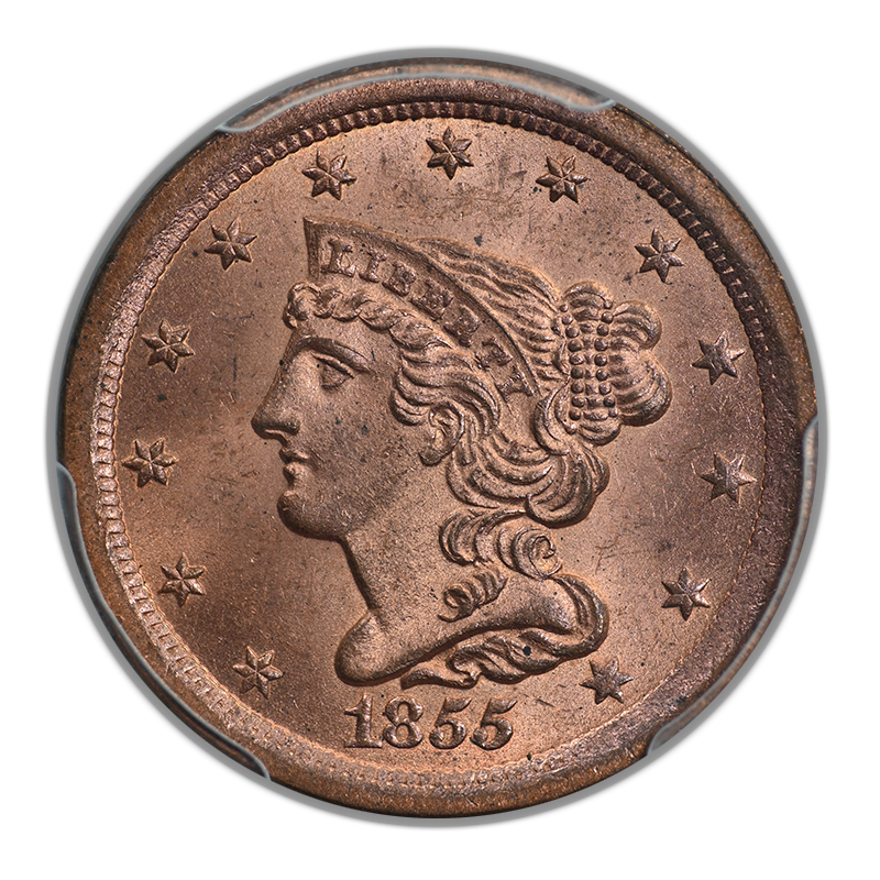 1855 Braided Hair Half Cent 1/2C PCGS MS65RD