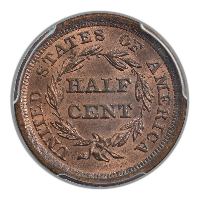 1855 Braided Hair Half Cent 1/2C PCGS MS65RD