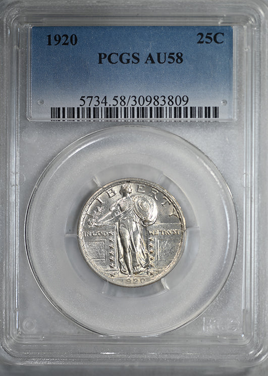 1920 Standing Liberty Quarter 25C PCGS AU58