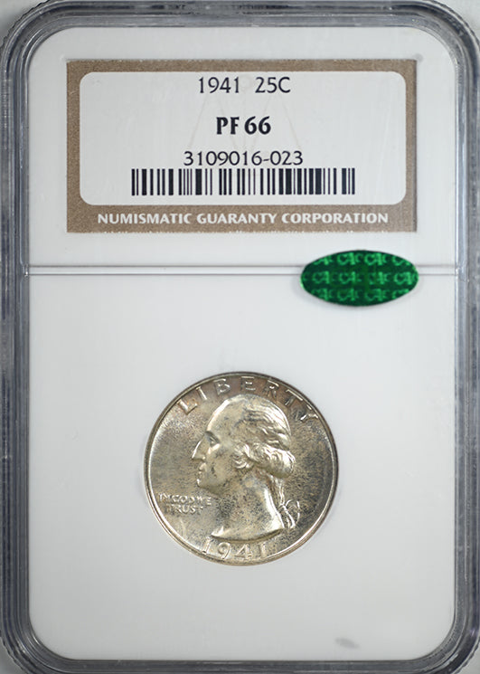 1941 Proof Washington Quarter 25C NGC PF66 CAC