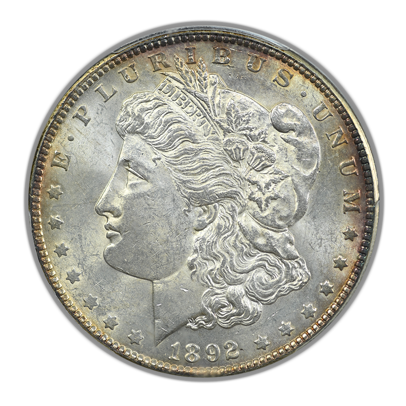 1892 Morgan Dollar $1 PCGS AU58+