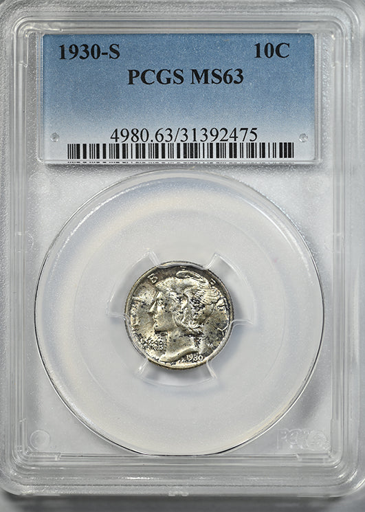 1930-S Mercury Dime 10C PCGS MS63