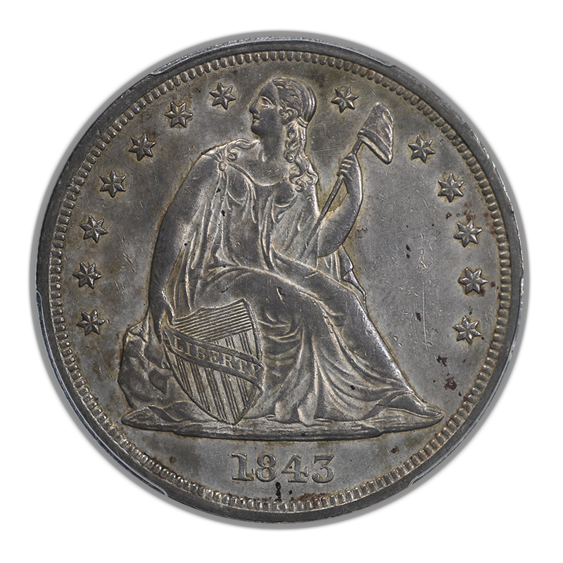 1843 Liberty Seated Dollar $1 PCGS AU55