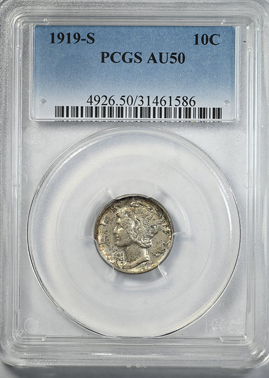 1919-S Mercury Dime 10C PCGS AU50
