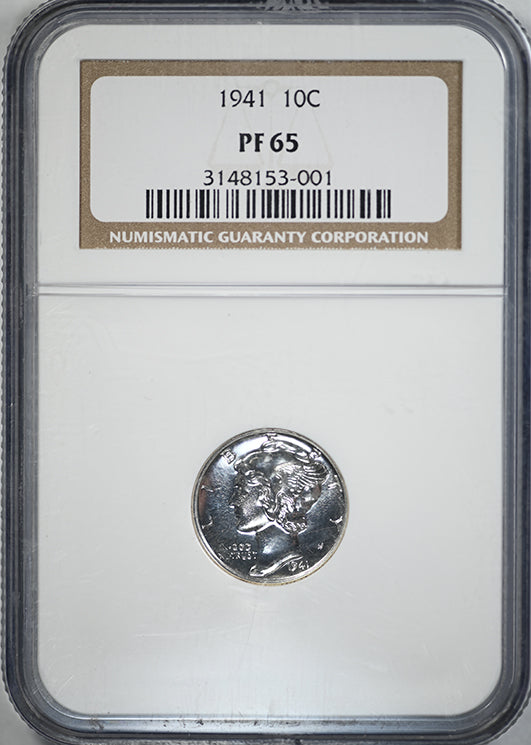 1941 Proof Mercury Dime 10C NGC PF65