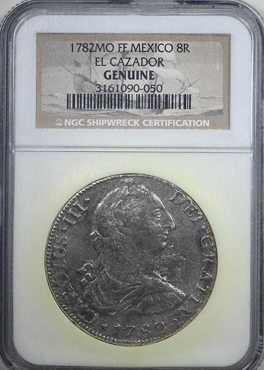 1782 MO FF Mexico 8R Reales El Cazador Shipwreck NGC Genuine