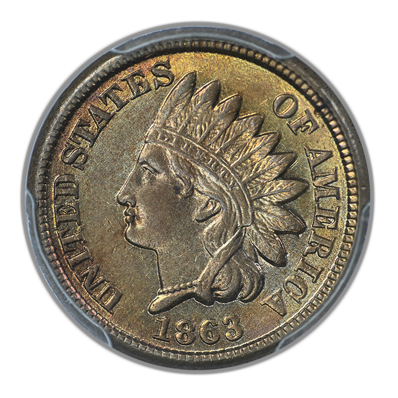 1863 Indian Head Cent 1C PCGS AU58