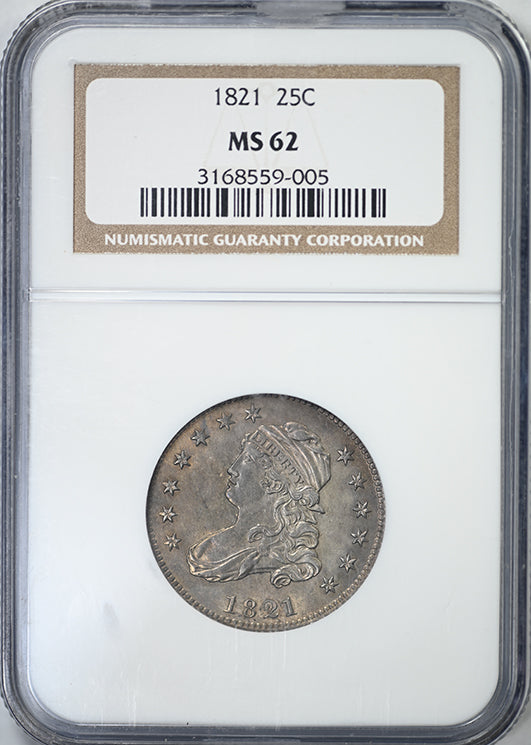 1821 Capped Bust Quarter 25C NGC MS62