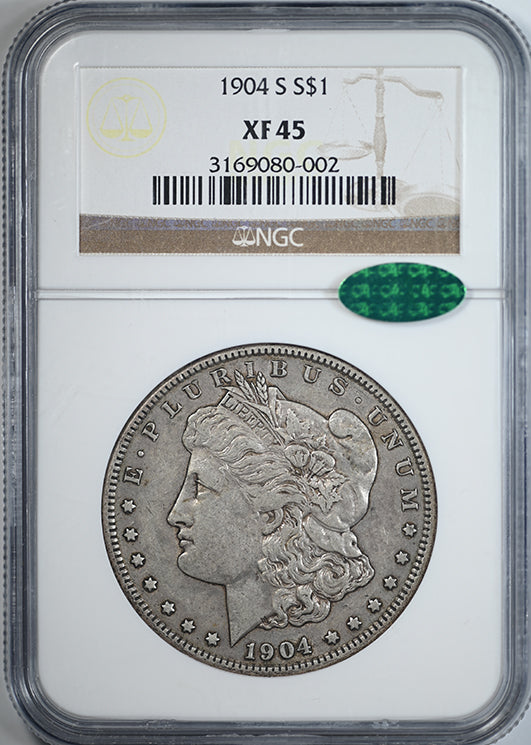 1904-S Morgan Dollar $1 NGC XF45 CAC