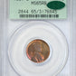 1957-D Lincoln Wheat Cent 1C PCGS MS65RB CAC OGH - TONED!