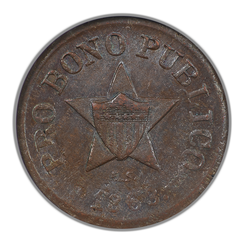 1863 Civil War Token NGC MS62BN F-191/443 A Pro Bono Publico