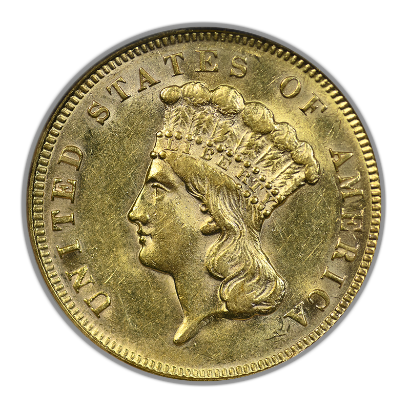 1878 Indian Princess Gold Three Dollar Piece $3 NGC Fatty AU58