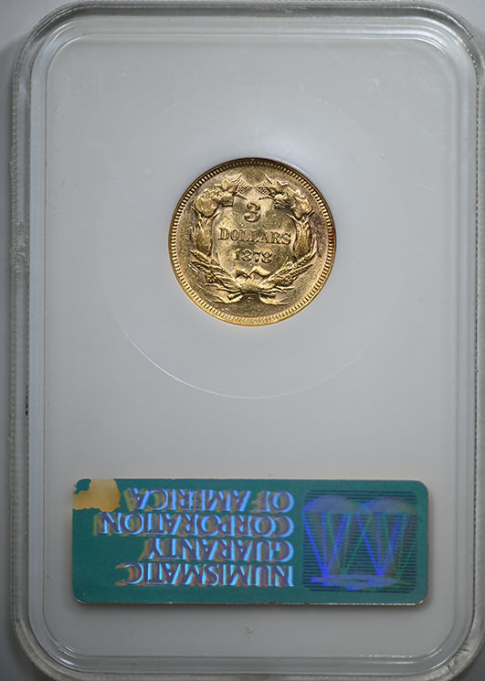 1878 Indian Princess Gold Three Dollar Piece $3 NGC Fatty AU58