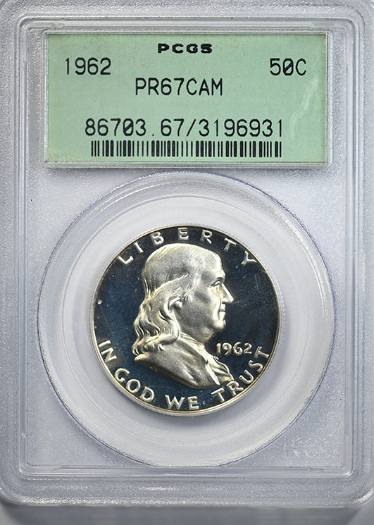 1962 Proof Franklin Half Dollar 50C PCGS PR67 CAMEO OGH