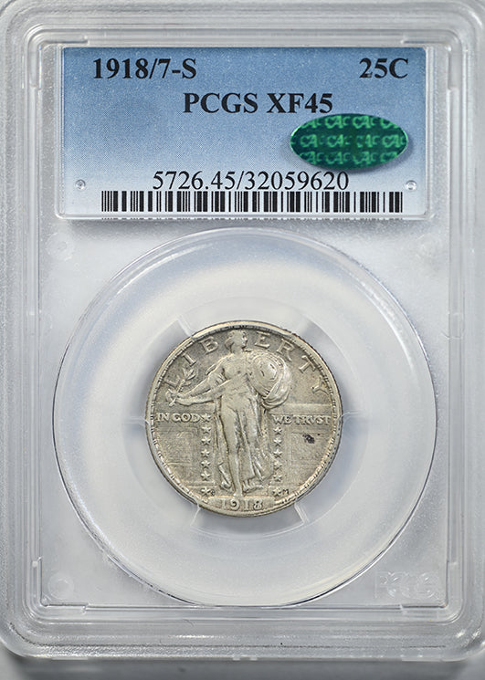 1918/7-S Standing Liberty Quarter 25C PCGS XF45 CAC