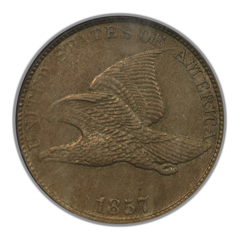 1857 Flying Eagle Cent 1C NGC AU58 - Reverse Die Clash with 25C FS-901 S-8