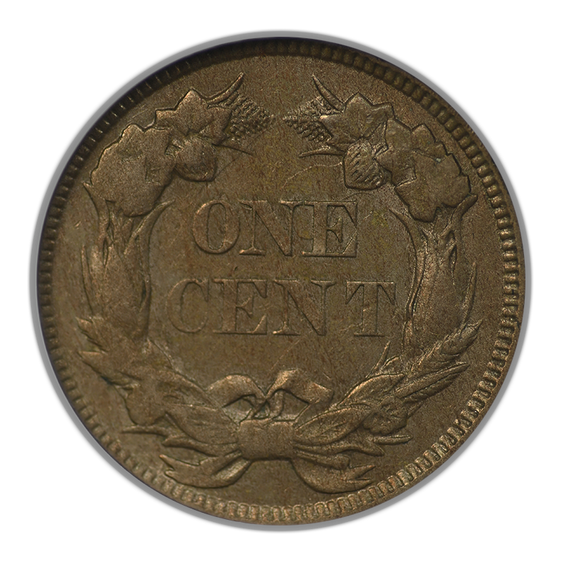 1857 Flying Eagle Cent 1C NGC AU58 - Reverse Die Clash with 25C FS-901 S-8