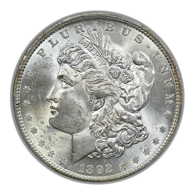 1892 Morgan Dollar $1 PCGS MS62 Obverse