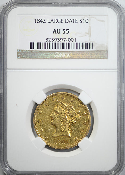 1842 Liberty Head Gold Eagle $10 NGC AU55 - Large Date