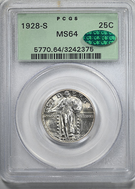 1928-S Standing Liberty Quarter 25C PCGS MS64 CAC OGH