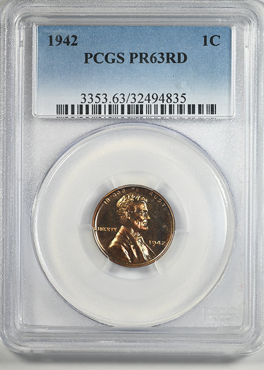 1942 Proof Lincoln Wheat Cent 1C PCGS PR63RD