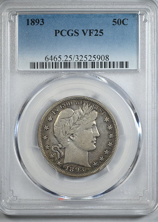 1893 Barber Half Dollar 50C PCGS VF25