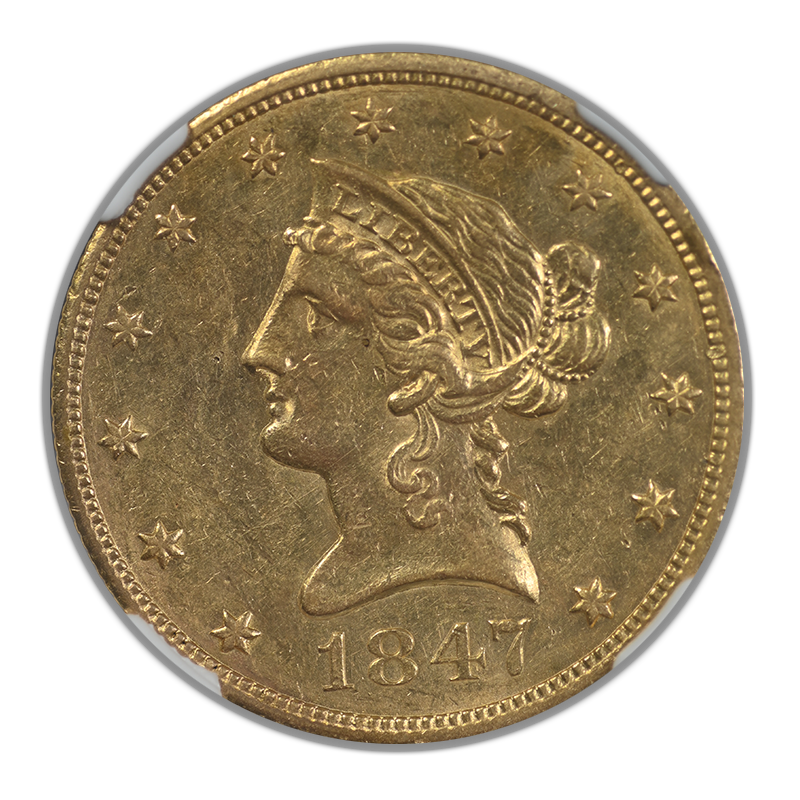 1847 Liberty Head Gold Eagle $10 NGC AU55 Obverse