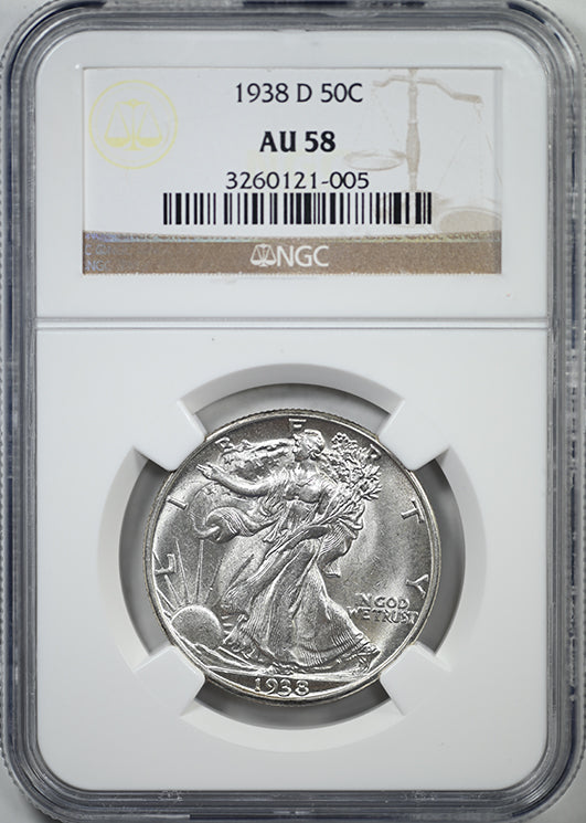 1938-D Walking Liberty Half Dollar 50C NGC AU58