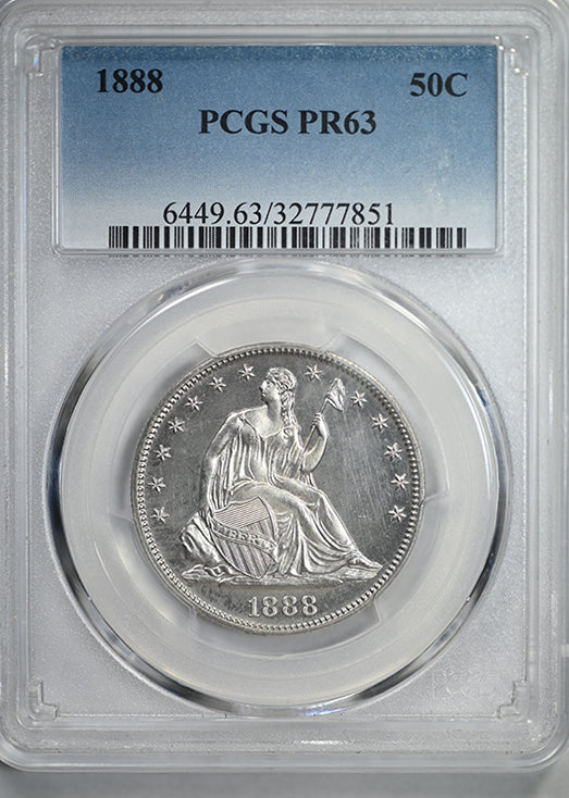 1888 Proof Liberty Seated Half Dollar 50C PCGS PR63