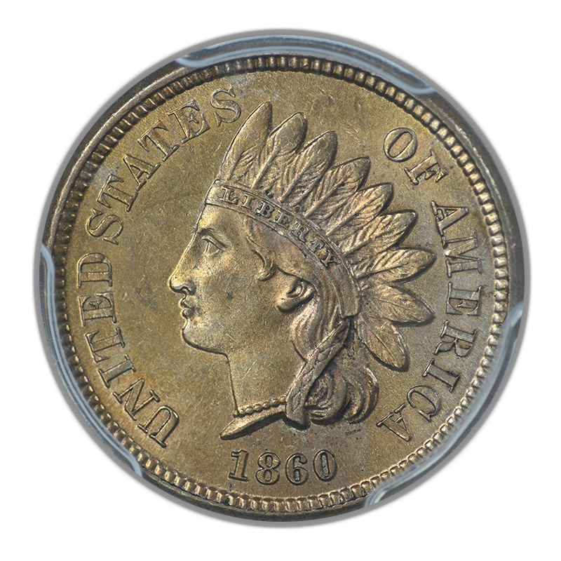 1860 Indian Head Cent 1C PCGS MS62 CAC - Pointed Bust