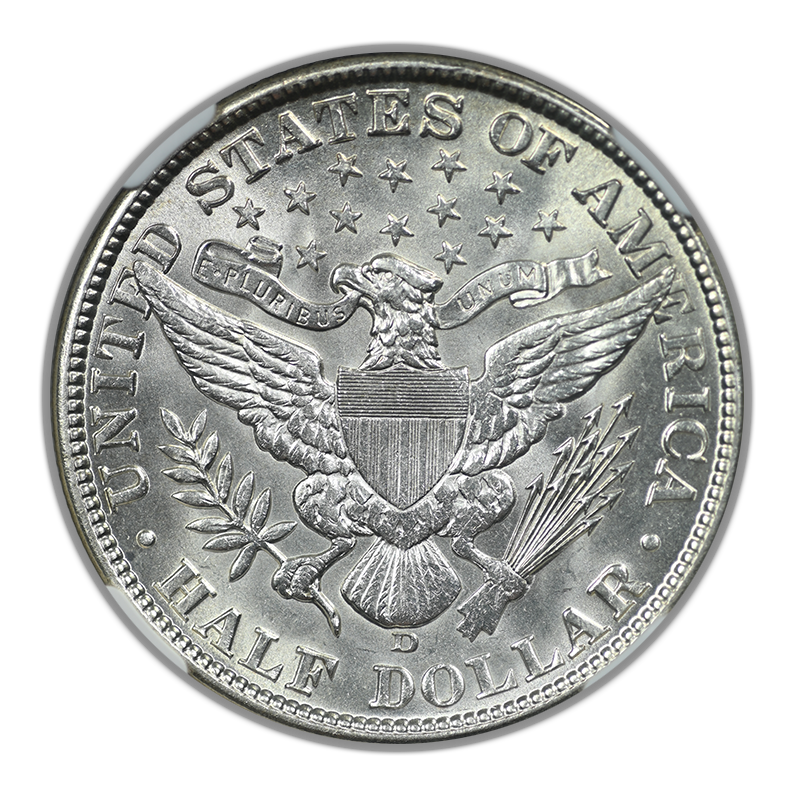 1913-D Barber Half Dollar 50C NGC AU58 - BLAST WHITE!