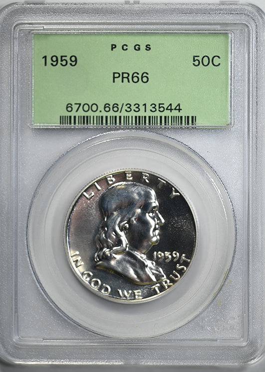 1959 Proof Franklin Half Dollar 50C PCGS PR66 OGH