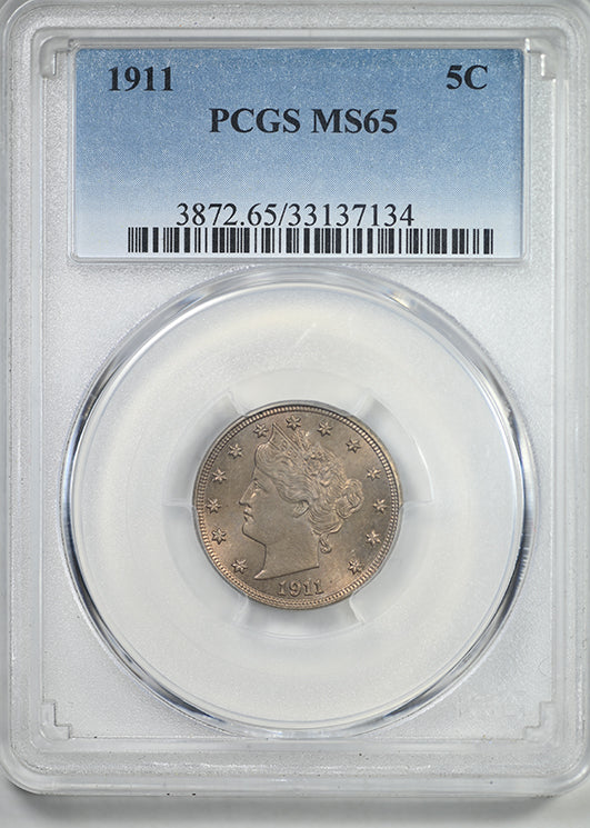 1911 Liberty V-Nickel 5C PCGS MS65