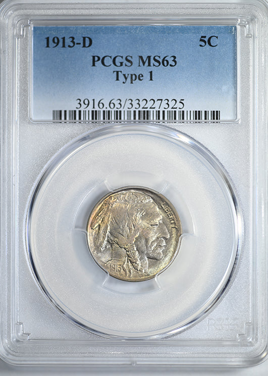 1913-D Type 1 Buffalo Nickel 5C PCGS MS63