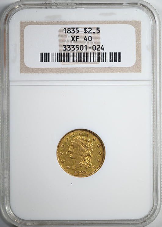 1835 Classic Head Gold Quarter Eagle $2.50 NGC XF40