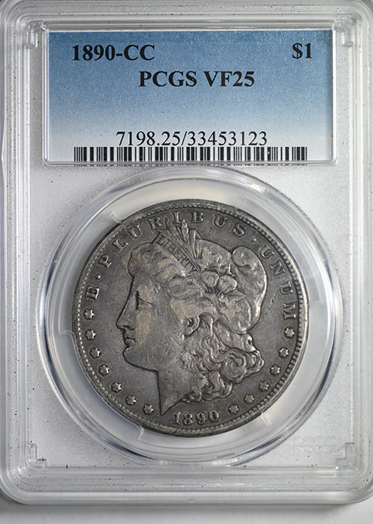 1890-CC Morgan Dollar $1 PCGS VF25