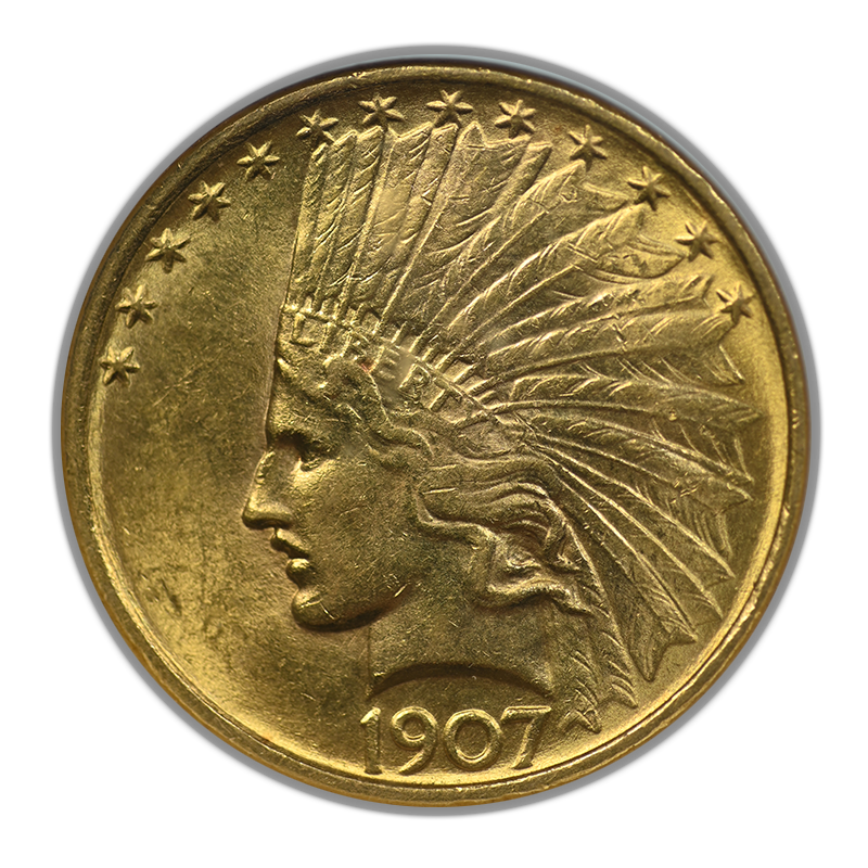 1907 Indian Head Gold Eagle $10 NGC MS61 Obverse