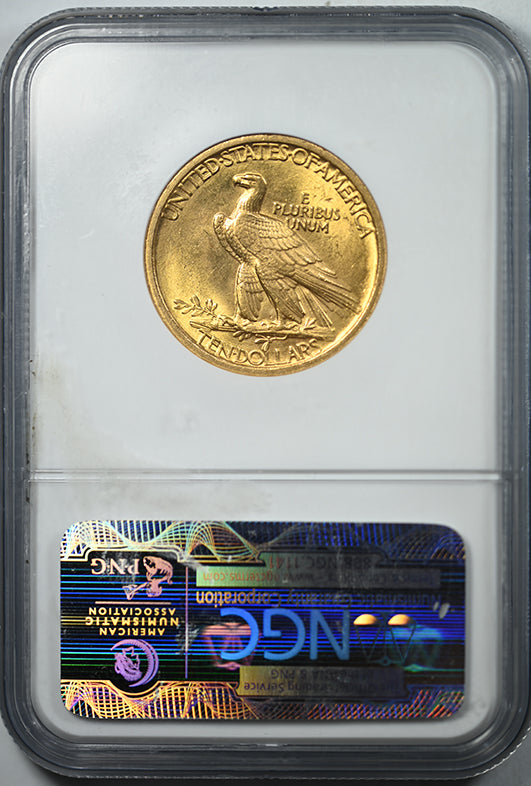 1907 Indian Head Gold Eagle $10 NGC MS61 Reverse Slab