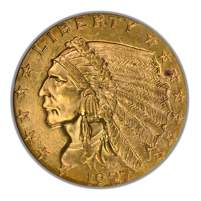 1927 Indian Head Gold Quarter Eagle $2.50 NGC MS63 CAC