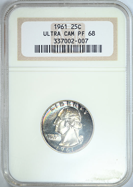 1961 Proof Washington Quarter 25C NGC PF68 Ultra Cameo - TONED!